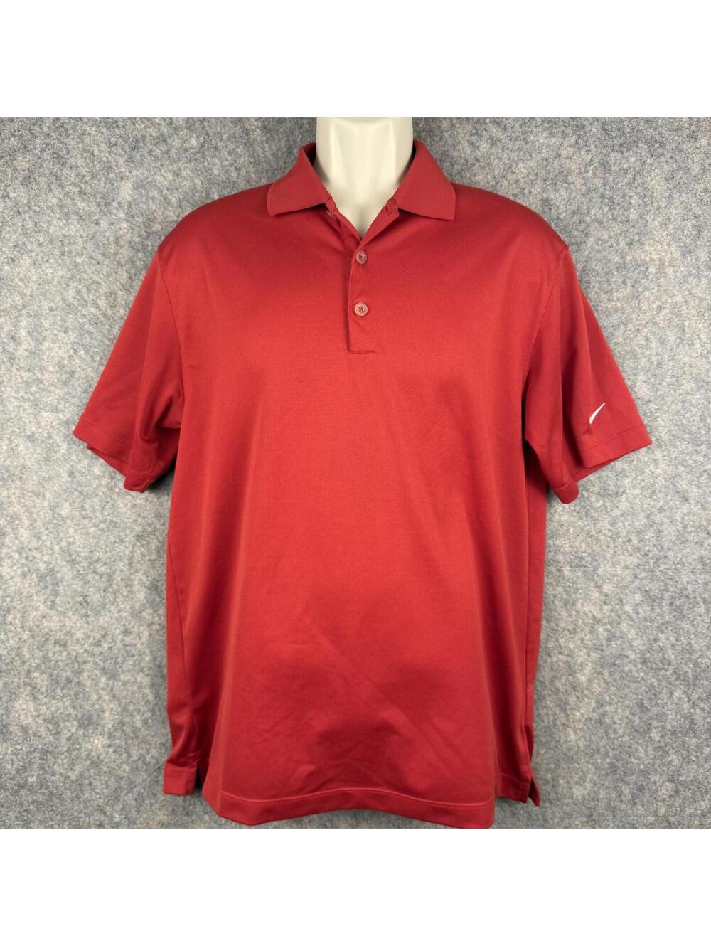 Nike Golf Dri-Fit Polo Shirt Red White Embroidered Logo Men Size Medium 380